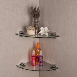 (Set Of 2) 10" X 10" Radial Floating Shelves Clear Glass - Danya B. 7 (Set Of 2) 10" X 10" Radial Floating Shelves Clear Glass - Danya B. -Online Home Decoration GUEST 37e97616 ed57 4814 9bd8 0e0225dc16df