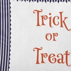 16"x16" Halloween Trick Or Treat Ticking Square Throw Pillow - E By Design
