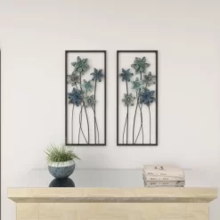 Metal Floral Wall Decor With Black Frame Set Of 2 Gray - Olivia & May -Online Home Decoration GUEST 39ac043d 0ac3 41ca bfa6 9efdcb8ccba0