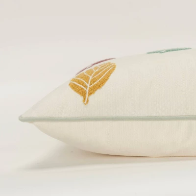 14"x26" Oversized Leaves Poly Filled Lumbar Throw Pillow Ivory - Rizzy Home 6 14"x26" Oversized Leaves Poly Filled Lumbar Throw Pillow Ivory - Rizzy Home - Image 4