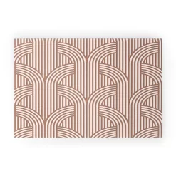 Marta Barragan Camarasa Terracotta Retro Lines Looped Vinyl Welcome Mat - Society6 -Online Home Decoration GUEST 3c43a32e 445b 4d11 9e3e 38d8a4004486