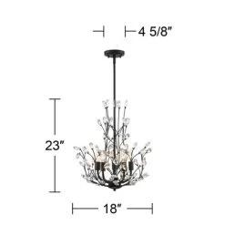 Regency Hill Aurine Matte Black Pendant Chandelier 18" Wide Modern Clear Crystal Glass Leaf 5-Light Fixture For Dining Room Foyer House Kitchen Island -Online Home Decoration GUEST 3da0b87a e555 4f4a 93e3 155bc57be3cf