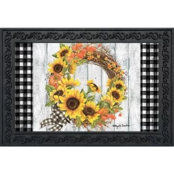 Briarwood Lane Sunflower Fall Wreath Welcome Doormat Autumn Floral Indoor Outdoor 30" X 18"