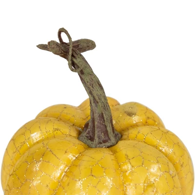 Northlight Set Of 3 Orange, Yellow And Brown Crackle Finish Fall Harvest Pumpkins 4" 6 Northlight Set Of 3 Orange, Yellow And Brown Crackle Finish Fall Harvest Pumpkins 4" - Image 4