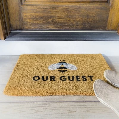 Evergreen Bee Our Guest Woven Back Indoor Outdoor Natural Coir Doormat 1'6"x2'6" Multicolored 6 Evergreen Bee Our Guest Woven Back Indoor Outdoor Natural Coir Doormat 1'6"x2'6" Multicolored - Image 4