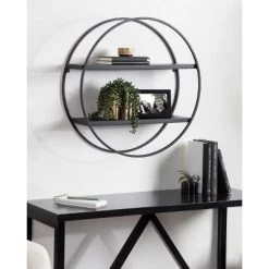 24" Diameter Sequoia Wood And Metal Round Wall Shelf - Kate & Laurel All Things Decor -Online Home Decoration GUEST 45b6cefb c872 460e bff4 95feb96d08c2