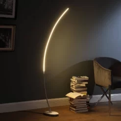 62.25" Modern Arc Metal Tube Floor Lamp (Includes LED Light Bulb) Silver - Ore International -Online Home Decoration GUEST 47819b90 d7f5 408e 9ca7 cc9e6950f61e