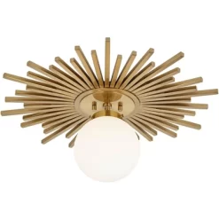Possini Euro Design Hazel Modern Ceiling Light Semi Flush Mount Fixture 24" Wide Warm Brass White Globe Shade For Bedroom Kitchen Living Room Hallway -Online Home Decoration GUEST 48188eba 2f68 4f86 9f8a a54dd55ba25f