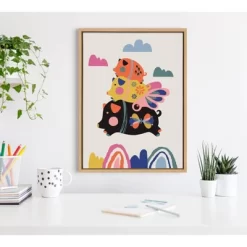 18" X 24" Sylvie Flying Pigs Framed Canvas Wall Art By Rachel Lee Natural - Kate And Laurel -Online Home Decoration GUEST 496800b4 78ac 48e7 8c88 cf8edc8353c9