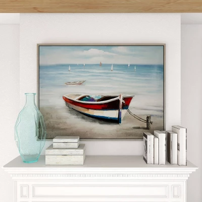 Canvas Sail Boat Framed Wall Art With Silver Frame - Olivia & May 17 Canvas Sail Boat Framed Wall Art With Silver Frame - Olivia & May - Image 15