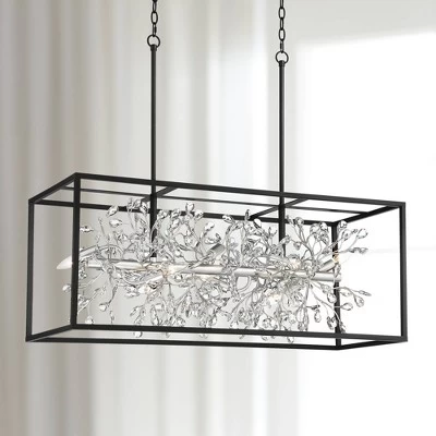 Possini Euro Design Carrine Black Silver Linear Pendant Chandelier 38 1/2" Wide Modern Clear Crystal 8-Light Fixture For Dining Room Kitchen Island 3 Possini Euro Design Carrine Black Silver Linear Pendant Chandelier 38 1/2" Wide Modern Clear Crystal 8-Light Fixture For Dining Room Kitchen Island
