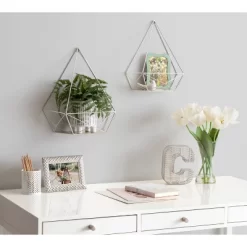 2pc Prouve Decorative Geometric Metal Shelves Silver - Kate & Laurel All Things Decor -Online Home Decoration GUEST 4bb35a50 05ef 41db a25a eb4e92fbc968