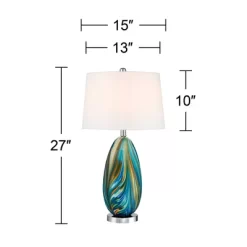 Possini Euro Design Pablo 27" Tall Modern Table Lamp Table Top Dimmer Blue Art Glass Single Living Room Bedroom Bedside Nightstand House White Shade -Online Home Decoration GUEST 4c54a92f ee62 4a25 a32a 08d4dffda8e2