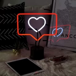 Amped Co 13 X 11 Inches Neon Desk Light Like Sign Symbol, Heart, Red And White -Online Home Decoration GUEST 4fea0612 88d1 4a0d ab62 e0bf08c1b1c1