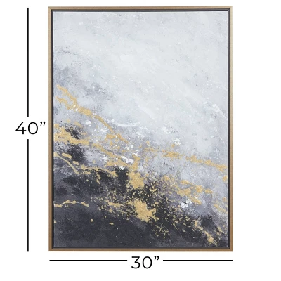 Contemporary Canvas Abstract Framed Rectangle Wall Art With Gold Frame Black - CosmoLiving By Cosmopolitan 4 Contemporary Canvas Abstract Framed Rectangle Wall Art With Gold Frame Black - CosmoLiving By Cosmopolitan - Image 2