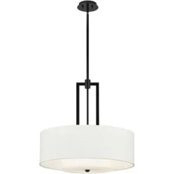 Possini Euro Design Sundry Semi Gloss Black Drum Pendant Chandelier 24" Wide Modern Double Shade 4-Light Fixture For Dining Room Foyer Kitchen Island -Online Home Decoration GUEST 520f41d9 c7a3 40e6 890a 652e0a63a17f
