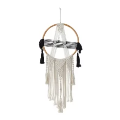 Cotton Macrame Handmade Intricately Weaved Wall Decor With Beaded Fringe Tassels Black - Olivia & May -Online Home Decoration GUEST 536ab26c b995 4006 811d 0f30520d736d