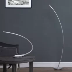 62.25" Modern Arc Metal Tube Floor Lamp (Includes LED Light Bulb) Silver - Ore International -Online Home Decoration GUEST 54dff7f5 a9ac 45a1 bb36 ea40cdd315c5