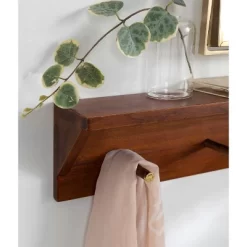 18" X 5" Hinter Wood Shelf With Pegs Walnut Brown - Kate & Laurel All Things Decor -Online Home Decoration GUEST 550f9020 cb9f 4ded b711 6fcfea54b340