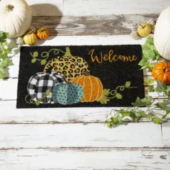 Evergreen Mixed Print Pumpkins Coir Mat