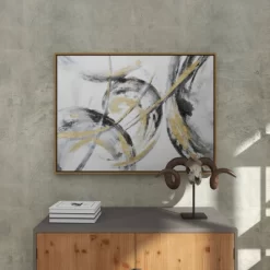 Contemporary Canvas Abstract Framed Wall Art With Gold Frame Gold - CosmoLiving By Cosmopolitan -Online Home Decoration GUEST 58f402bd 0a3c 43a9 a363 842dd8dccb9c