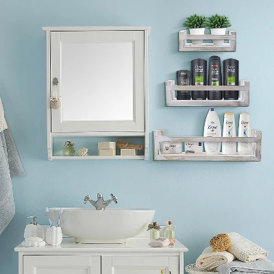 Sorbus Rustic Wooden Floating Shelves Set Of 3 Gray 3 Sorbus Rustic Wooden Floating Shelves Set Of 3 Gray