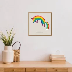 16" X 16" Rainbow Fox By Michael Buxton Framed Canvas Wall Art - Amanti Art -Online Home Decoration GUEST 5bf222b3 03af 49f6 a302 d706b3a681ef