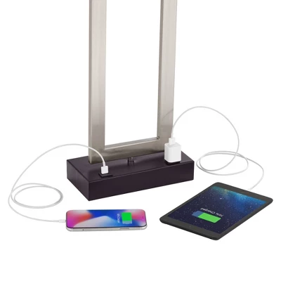 360 Lighting Todd 30" Tall Large Modern End Table Lamps Set Of 2 USB Port AC Power Outlet Silver Brushed Nickel Finish Metal Living Room Charging 5 360 Lighting Todd 30" Tall Large Modern End Table Lamps Set Of 2 USB Port AC Power Outlet Silver Brushed Nickel Finish Metal Living Room Charging - Image 3