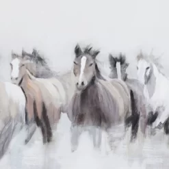 Canvas Horse Handmade Framed Wall Art With Brown Frame Gray - Olivia & May -Online Home Decoration GUEST 60bc5e66 7329 48ae bd3d f9f59d44490e