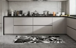 J&V TEXTILES 20" X 55" Oversized Cushioned Anti-Fatigue Kitchen Runner Mat (Black Leaves)