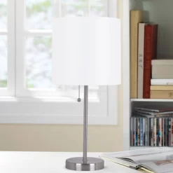 19" Metal Stick Table Lamp With Pull Chain Silver - Cresswell Lighting -Online Home Decoration GUEST 64b285c4 698e 48d1 894a f8e901e6ff68