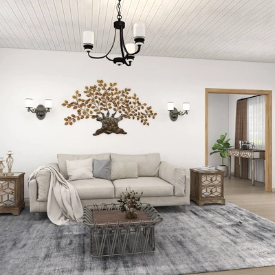 Traditional Metal Tree Indoor Outdoor Wall Decor With Leaves Brown - Olivia & May 18 Traditional Metal Tree Indoor Outdoor Wall Decor With Leaves Brown - Olivia & May - Image 16