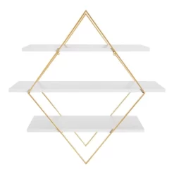 30.5" X 31.75" Daxton Wood And Metal Wall Shelf White - Kate & Laurel All Things Decor -Online Home Decoration GUEST 66d3f7ed cee2 4187 84fa 00ed307c5398