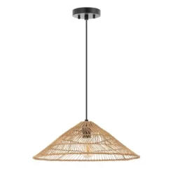 20.25" 1-Light Nova Farmhouse Coastal Rattan LED Pendant Brown - JONATHAN Y -Online Home Decoration GUEST 66ee65e0 9af0 4aaa 8d45 755cf262c5e7
