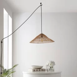 20.25" 1-Light Nova Farmhouse Coastal Rattan LED Pendant Brown - JONATHAN Y -Online Home Decoration GUEST 67a17638 2902 4e4f 9aa4 25bb0112b3a1