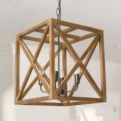 Metal/Wood Chandelier Natural Brown - Storied Home -Online Home Decoration GUEST 6a0ca127 6da2 49ba 92f1 eb251fd9a23f