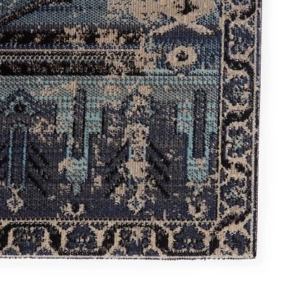 Cicero Indoor/Outdoor Medallion Area Rug Blue/Gray - Jaipur Living 5 Cicero Indoor/Outdoor Medallion Area Rug Blue/Gray - Jaipur Living - Image 3