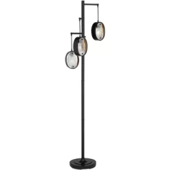 Uttermost Modern Industrial Floor Lamp 73 1/2" Tall Matte Black 3-Light Marbleized Glass Drop Shade For Living Room Reading Family Bedroom Office Home -Online Home Decoration GUEST 6b0f5c8c 5271 4f9f aaf0 cc8d04796fa0