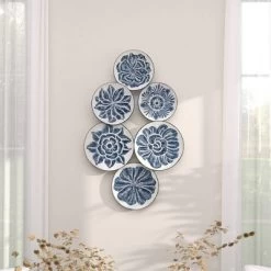 Metal Plate Wall Decor With Embossed Details Blue - Olivia & May 23 Metal Plate Wall Decor With Embossed Details Blue - Olivia & May -Online Home Decoration GUEST 6e57e334 8a7c 4fc8 8044 a257a8eb87ab