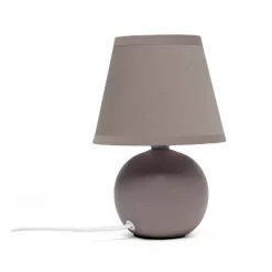 8.66" Petite Ceramic Orb Base Bedside Table Desk Lamp With Matching Tapered Drum Fabric Shade Gray - Creekwood Home -Online Home Decoration GUEST 6f0ab48c 1ddd 406e 955b d31ae672c5f2