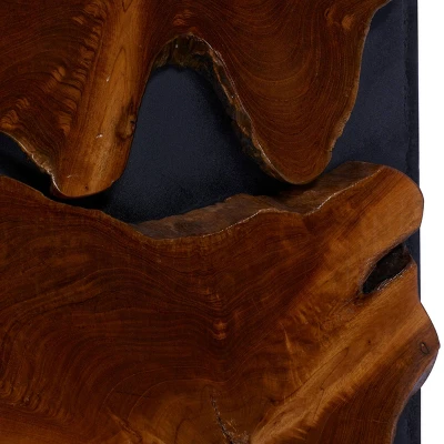 Teak Wood Abstract Handmade Live Edge Wall Decor Brown - Olivia & May 5 Teak Wood Abstract Handmade Live Edge Wall Decor Brown - Olivia & May - Image 3