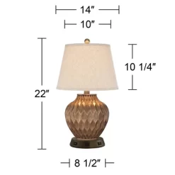 360 Lighting Accent Table Lamp With USB And AC Power Outlet Workstation Charging Base 22" High Warm Bronze Drum Shade Living Room Desk -Online Home Decoration GUEST 712f942a f32c 449b a263 981ffcb1cc43
