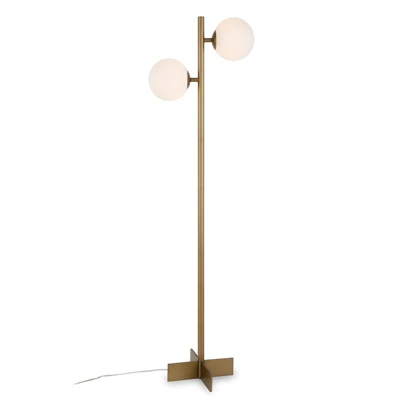 70.5' Floor Lamp With Milk Glass Orb Shade In Gold - Henn&Hart 7 70.5' Floor Lamp With Milk Glass Orb Shade In Gold - Henn&Hart - Image 5