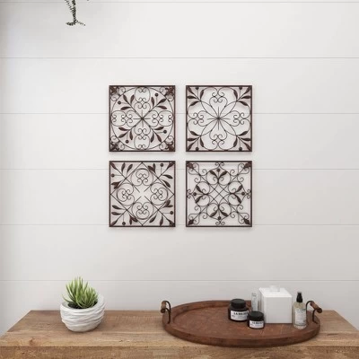 Rustic Metal Ornamental Wall Decor Set Of 4 Brown - Olivia & May 11 Rustic Metal Ornamental Wall Decor Set Of 4 Brown - Olivia & May - Image 9
