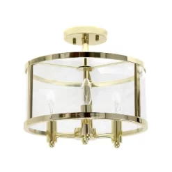 3-Light 13" Industrial Farmhouse Glass/Metallic Accented Semi-flushmount Ceiling Light - Lalia Home -Online Home Decoration GUEST 741c1288 9400 4fc0 aab9 206cc93a51d4