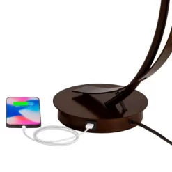 Possini Euro Design Modern Desk Lamps Set Of 2 With USB Port 22 1/2" High Bronze LED Clear Seeded Glass Shade For Bedroom Office -Online Home Decoration GUEST 74ad4f69 c5e8 4a47 a163 49658a84b613