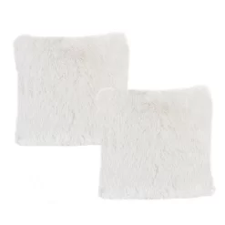 18” Plush Pillows – Set Of 2 Luxury Square Accent Pillow Inserts And Shag Glam Covers – For Bedroom Or Living Room By Lavish Home (White) -Online Home Decoration GUEST 74c4ce71 2c1b 4b4f b73e cc22fc01f163