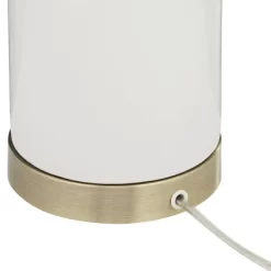 360 Lighting Modern Coastal Table Lamp 26" High White Ceramic Fabric Drum Shade For Bedroom Living Room Bedside Nightstand Office House Home Family -Online Home Decoration GUEST 74c9379d 35d6 4d57 a5d9 ed3871ac6d1e