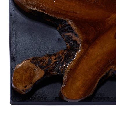 Teak Wood Abstract Handmade Live Edge Wall Decor Brown - Olivia & May 6 Teak Wood Abstract Handmade Live Edge Wall Decor Brown - Olivia & May - Image 4