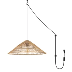 20.25" 1-Light Nova Farmhouse Coastal Rattan LED Pendant Brown - JONATHAN Y -Online Home Decoration GUEST 77738ad4 28aa 47f5 9f94 f83d6fce31b1